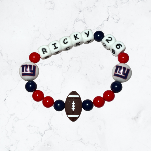 NY Giants Custom Name Beaded Stretch Collar